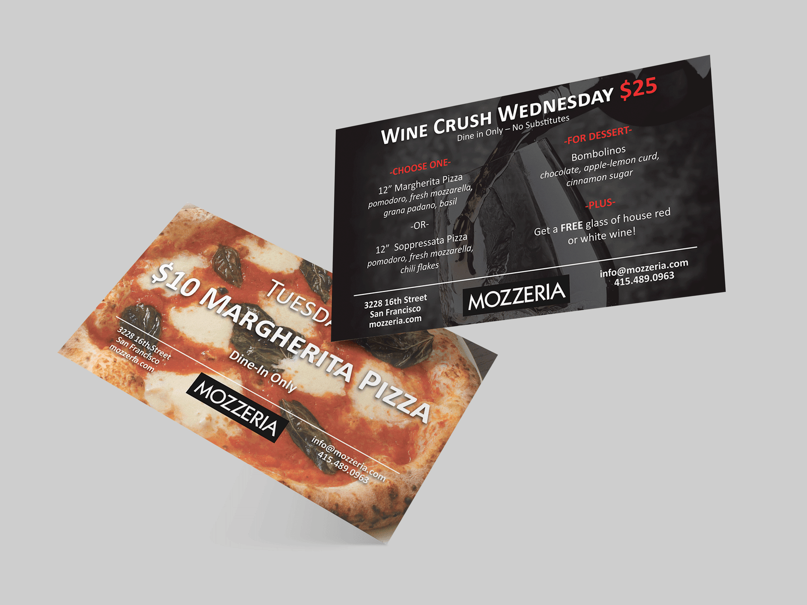 Tuesday and Wednesday Special Card